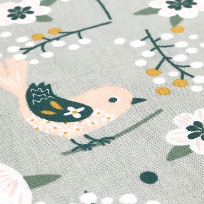 Baumwolle ♥ Sweet Birds | brushed hellgrau